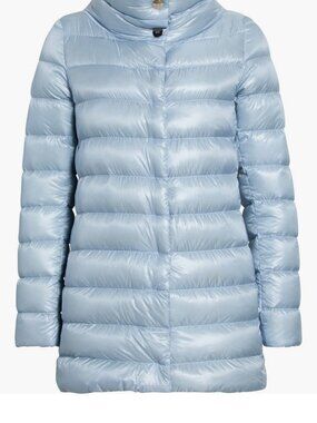 Herno Amelia Celeste Blue Water Resistant High-Low Down Puffer Coat 44 IT / 8 US
